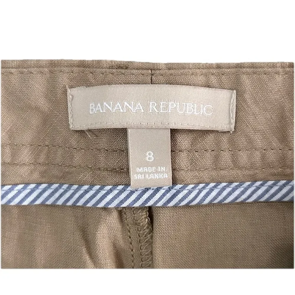 Banana Republic Women’s 100% Linen Tan Wide Leg Trouser Pants Size 8